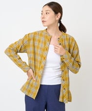 NGBGX55230 GIANNI LO GIUDICE(ジャンニ ロ ジュディチェ) [洗える]先染めコットンチェックブラウス イエロー