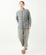 NGBGX55230 GIANNI LO GIUDICE(ジャンニ ロ ジュディチェ) [洗える]先染めコットンチェックブラウス ライトブルー