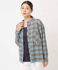NGBGX55230 GIANNI LO GIUDICE(ジャンニ ロ ジュディチェ) [洗える]先染めコットンチェックブラウス ライトブルー