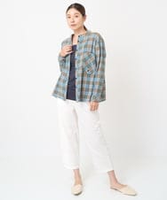 NGBGX55230 GIANNI LO GIUDICE(ジャンニ ロ ジュディチェ) [洗える]先染めコットンチェックブラウス ライトブルー