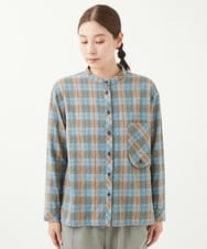 NGBGX55230 GIANNI LO GIUDICE(ジャンニ ロ ジュディチェ) [洗える]先染めコットンチェックブラウス ライトブルー