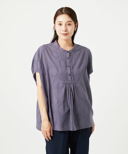 NGBHA11330 GIANNI LO GIUDICE [洗える]ドットジャガードオーバーブラウス
