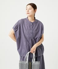 NGBHA11330 GIANNI LO GIUDICE(ジャンニ ロ ジュディチェ) [洗える]ドットジャガードオーバーブラウス パープルグレー