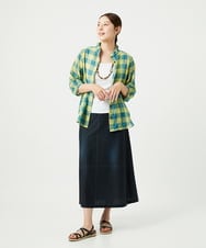NGBHA12250 GIANNI LO GIUDICE(ジャンニ ロ ジュディチェ) [洗える]シャーリングチェックシャツブラウス イエロー
