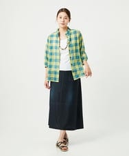 NGBHA12250 GIANNI LO GIUDICE(ジャンニ ロ ジュディチェ) [洗える]シャーリングチェックシャツブラウス イエロー
