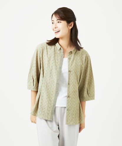 NGBHB30250 GIANNI LO GIUDICE [洗える]トライアングルレースブラウス