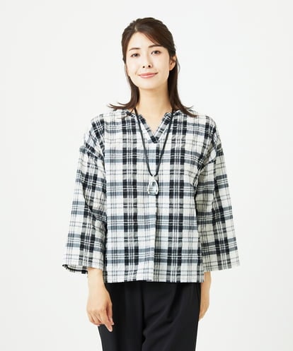 NGBHB32230 GIANNI LO GIUDICE [洗える]先染めブロックチェックブラウス