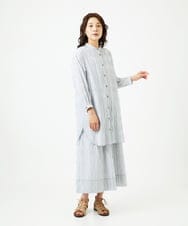 NGBHC20330 GIANNI LO GIUDICE(ジャンニ ロ ジュディチェ) [洗える]コットンタックドビーロングブラウス ライトブルー