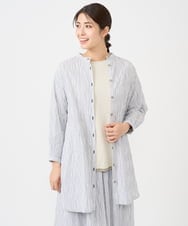 NGBHC20330 GIANNI LO GIUDICE(ジャンニ ロ ジュディチェ) [洗える]コットンタックドビーロングブラウス ライトブルー