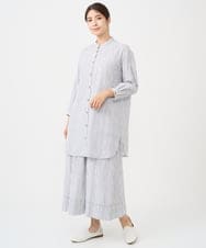 NGBHC20330 GIANNI LO GIUDICE(ジャンニ ロ ジュディチェ) [洗える]コットンタックドビーロングブラウス ライトブルー