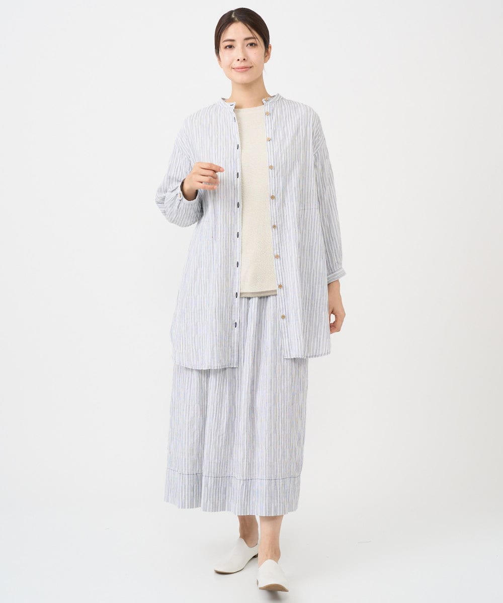 NGBHC20330 GIANNI LO GIUDICE(ジャンニ ロ ジュディチェ) [洗える]コットンタックドビーロングブラウス ライトブルー