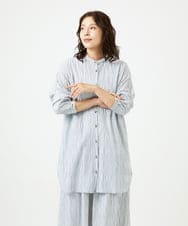 NGBHC20330 GIANNI LO GIUDICE(ジャンニ ロ ジュディチェ) [洗える]コットンタックドビーロングブラウス ライトブルー