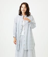 NGBHC20330 GIANNI LO GIUDICE(ジャンニ ロ ジュディチェ) [洗える]コットンタックドビーロングブラウス ライトブルー