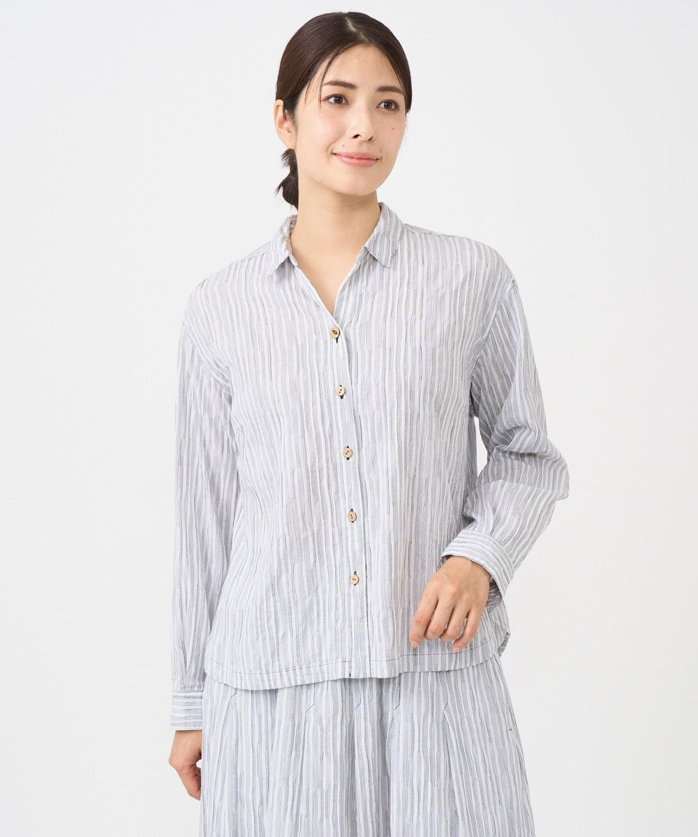 NGBHC21270 GIANNI LO GIUDICE(ジャンニ ロ ジュディチェ) [洗える]コットンタックドビーブラウス ライトブルー