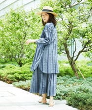 NGBHC22330 GIANNI LO GIUDICE(ジャンニ ロ ジュディチェ) [洗える]ドビーシャーリングロングブラウス ネイビー