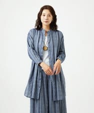 NGBHC22330 GIANNI LO GIUDICE(ジャンニ ロ ジュディチェ) [洗える]ドビーシャーリングロングブラウス ネイビー
