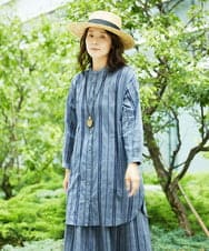 NGBHC22330 GIANNI LO GIUDICE(ジャンニ ロ ジュディチェ) [洗える]ドビーシャーリングロングブラウス ネイビー