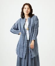 NGBHC22330 GIANNI LO GIUDICE(ジャンニ ロ ジュディチェ) [洗える]ドビーシャーリングロングブラウス ネイビー