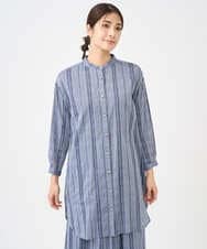 NGBHC22330 GIANNI LO GIUDICE(ジャンニ ロ ジュディチェ) [洗える]ドビーシャーリングロングブラウス ネイビー