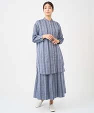 NGBHC22330 GIANNI LO GIUDICE(ジャンニ ロ ジュディチェ) [洗える]ドビーシャーリングロングブラウス ネイビー