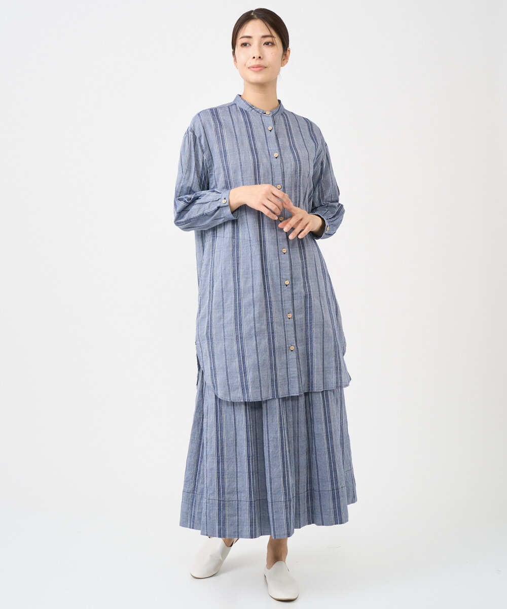 NGBHC22330 GIANNI LO GIUDICE(ジャンニ ロ ジュディチェ) [洗える]ドビーシャーリングロングブラウス ネイビー