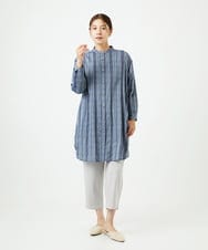 NGBHC22330 GIANNI LO GIUDICE(ジャンニ ロ ジュディチェ) [洗える]ドビーシャーリングロングブラウス ネイビー