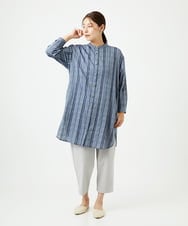 NGBHC22330 GIANNI LO GIUDICE(ジャンニ ロ ジュディチェ) [洗える]ドビーシャーリングロングブラウス ネイビー