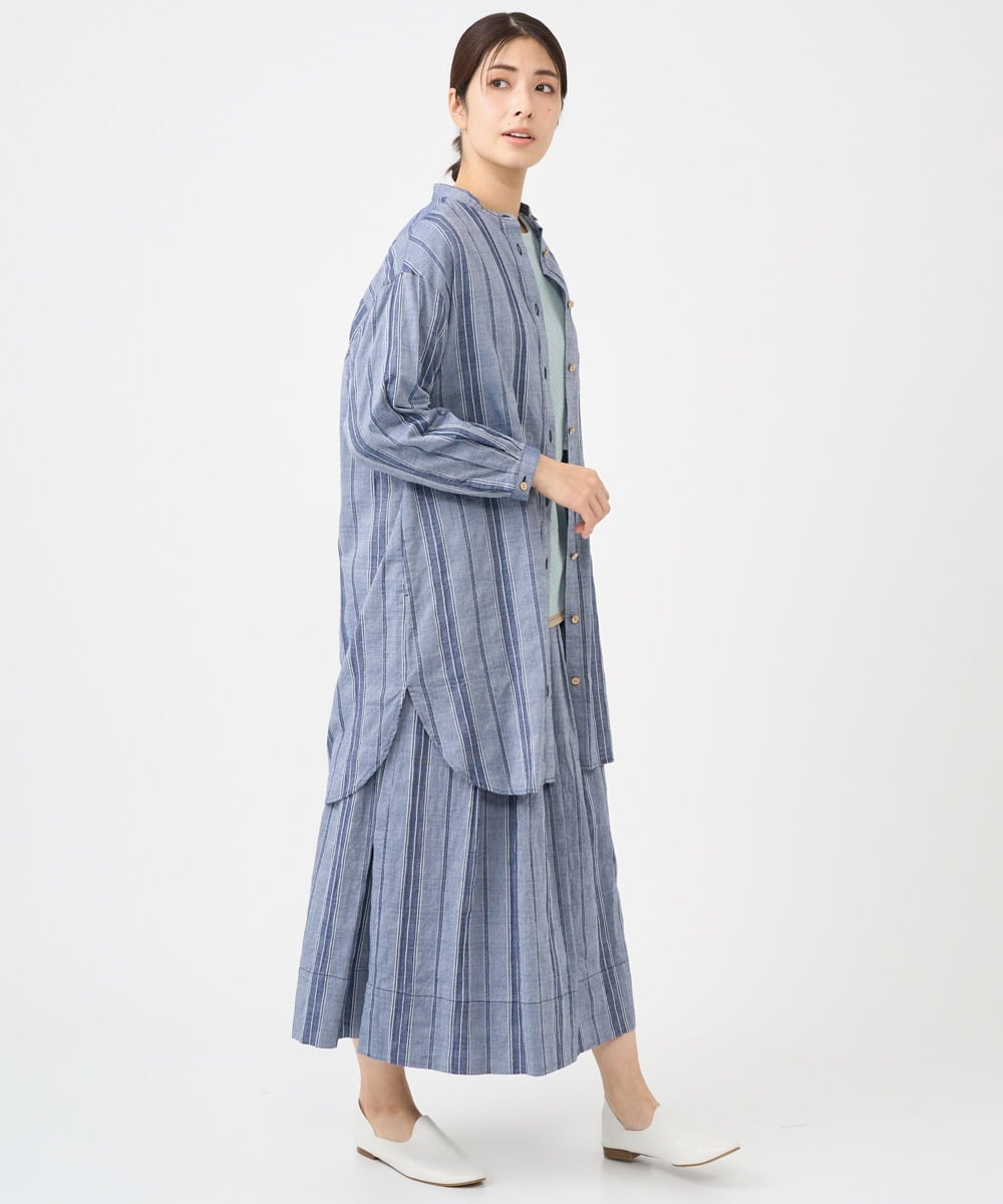 NGBHC22330 GIANNI LO GIUDICE(ジャンニ ロ ジュディチェ) [洗える]ドビーシャーリングロングブラウス ネイビー