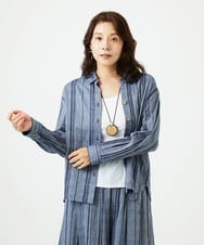 NGBHC23270 GIANNI LO GIUDICE(ジャンニ ロ ジュディチェ) [洗える]ドビーシャーリングブラウス ネイビー