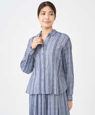 NGBHC23270 GIANNI LO GIUDICE(ジャンニ ロ ジュディチェ) [洗える]ドビーシャーリングブラウス ネイビー