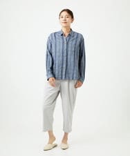 NGBHC23270 GIANNI LO GIUDICE(ジャンニ ロ ジュディチェ) [洗える]ドビーシャーリングブラウス ネイビー