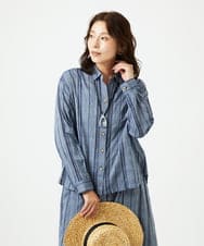 NGBHC23270 GIANNI LO GIUDICE(ジャンニ ロ ジュディチェ) [洗える]ドビーシャーリングブラウス ネイビー