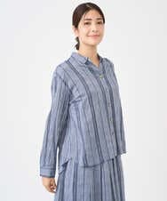 NGBHC23270 GIANNI LO GIUDICE(ジャンニ ロ ジュディチェ) [洗える]ドビーシャーリングブラウス ネイビー