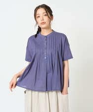 NGBHD01170 GIANNI LO GIUDICE(ジャンニ ロ ジュディチェ) [洗える]コットンボイルピンタックブラウス パープル