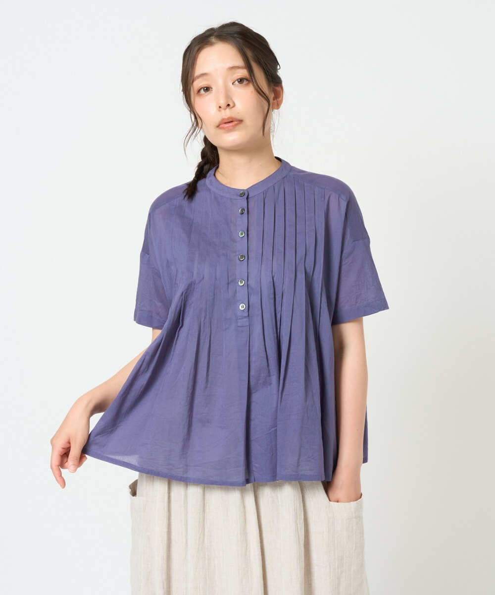 NGBHD01170 GIANNI LO GIUDICE(ジャンニ ロ ジュディチェ) [洗える]コットンボイルピンタックブラウス パープル