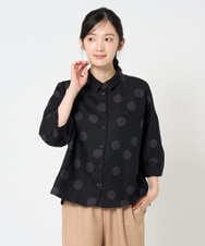 NGBHD06360 GIANNI LO GIUDICE(ジャンニ ロ ジュディチェ) [洗える]リネンドットブラウス ブルー