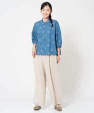 NGBHD06360 GIANNI LO GIUDICE(ジャンニ ロ ジュディチェ) [洗える]リネンドットブラウス ブルー