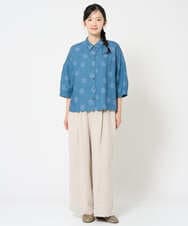 NGBHD06360 GIANNI LO GIUDICE(ジャンニ ロ ジュディチェ) [洗える]リネンドットブラウス ブルー