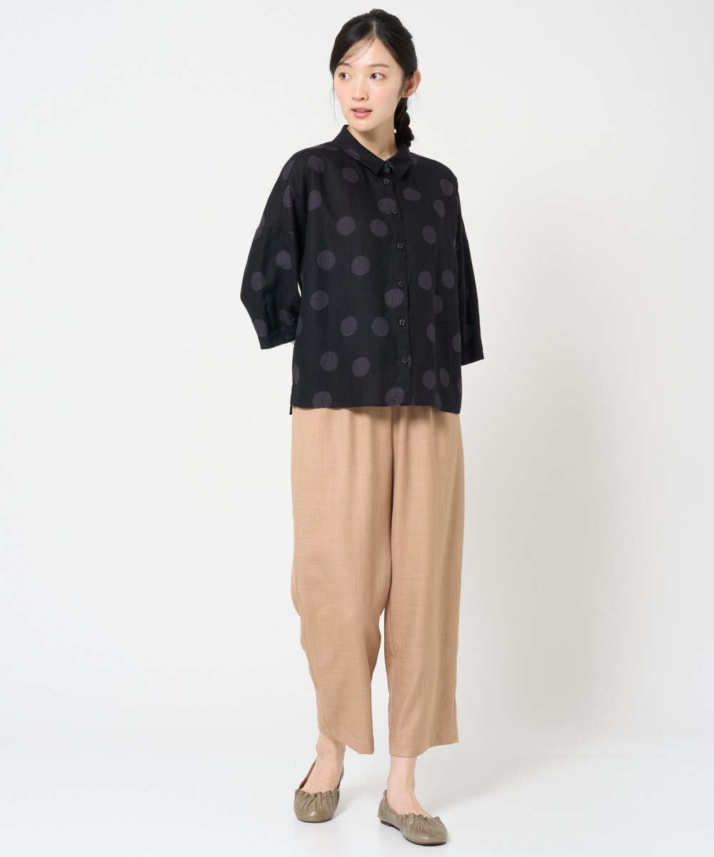 NGBHD06360 GIANNI LO GIUDICE(ジャンニ ロ ジュディチェ) [洗える]リネンドットブラウス ブルー