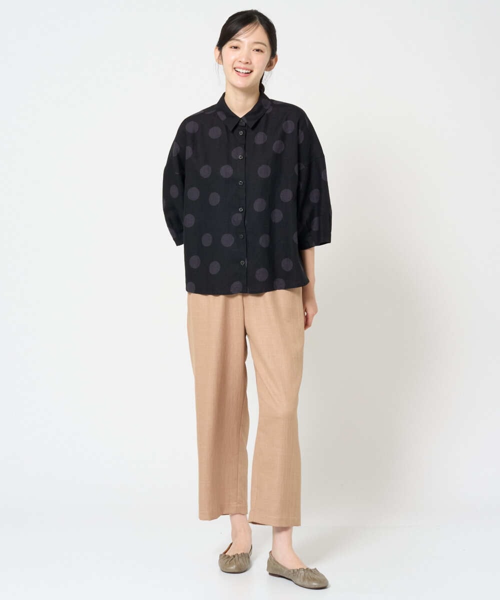 NGBHD06360 GIANNI LO GIUDICE(ジャンニ ロ ジュディチェ) [洗える]リネンドットブラウス ブルー