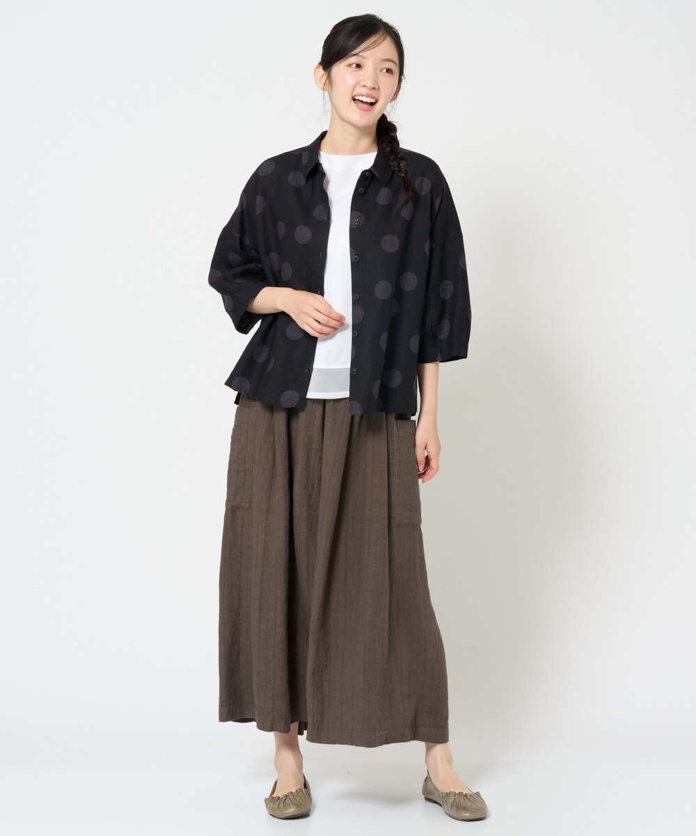 NGBHD06360 GIANNI LO GIUDICE(ジャンニ ロ ジュディチェ) [洗える]リネンドットブラウス ブルー