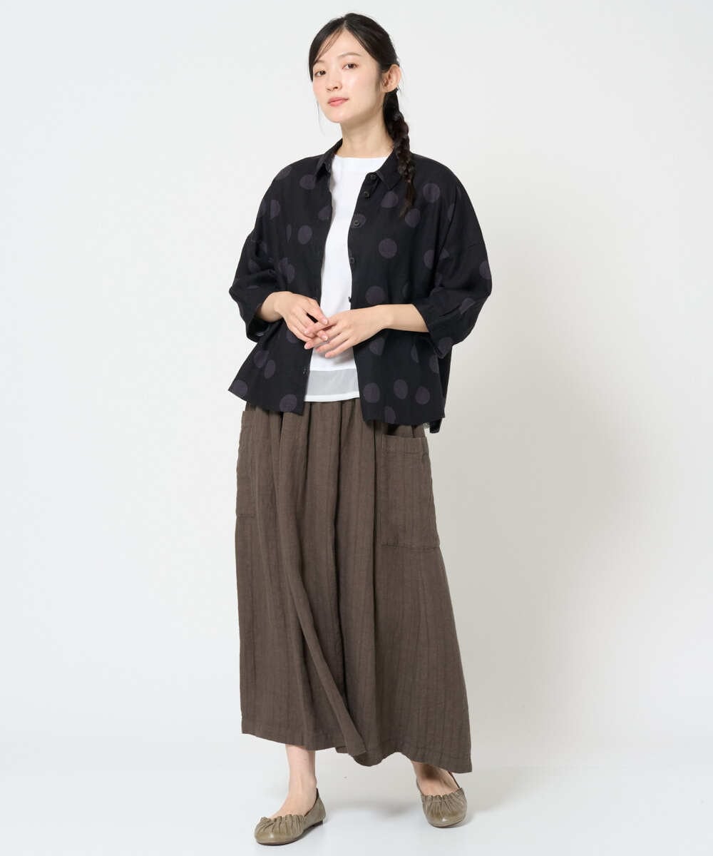 NGBHD06360 GIANNI LO GIUDICE(ジャンニ ロ ジュディチェ) [洗える]リネンドットブラウス ブルー