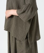 NGBHD66290 GIANNI LO GIUDICE(ジャンニ ロ ジュディチェ) [洗える]麻ストライプブラウス カーキ
