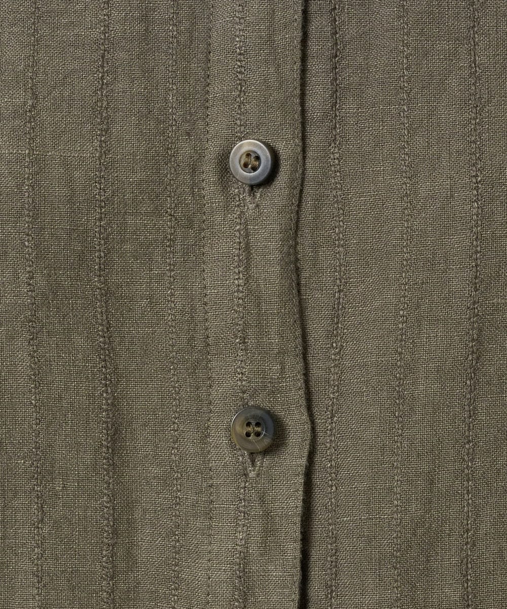 NGBHD66290 GIANNI LO GIUDICE(ジャンニ ロ ジュディチェ) [洗える]麻ストライプブラウス カーキ
