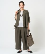NGBHD66290 GIANNI LO GIUDICE(ジャンニ ロ ジュディチェ) [洗える]麻ストライプブラウス カーキ