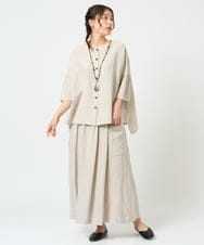 NGBHD66290 GIANNI LO GIUDICE(ジャンニ ロ ジュディチェ) [洗える]麻ストライプブラウス カーキ