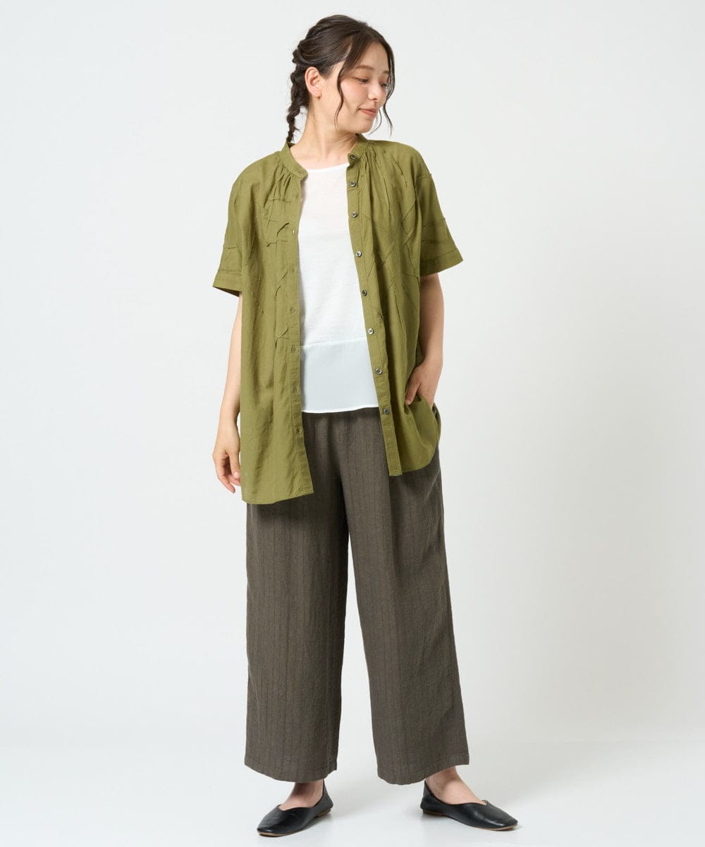 NGBHD67190 GIANNI LO GIUDICE(ジャンニ ロ ジュディチェ) [洗える]コットンレーヨンボイルブラウス グリーン