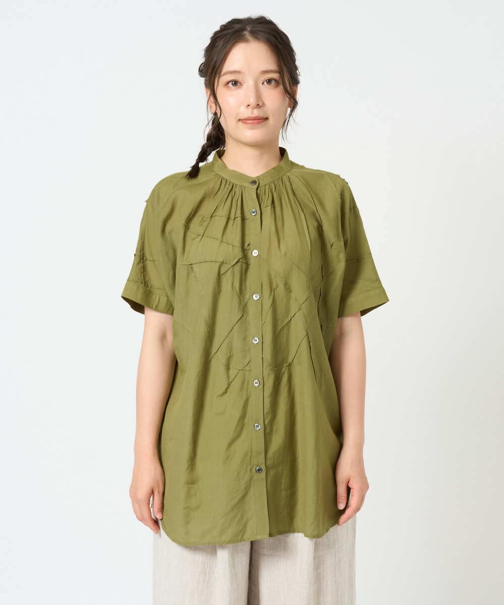 NGBHD67190 GIANNI LO GIUDICE(ジャンニ ロ ジュディチェ) [洗える]コットンレーヨンボイルブラウス グリーン