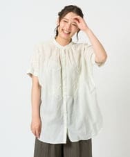 NGBHD67190 GIANNI LO GIUDICE(ジャンニ ロ ジュディチェ) [洗える]コットンレーヨンボイルブラウス ライトグレー