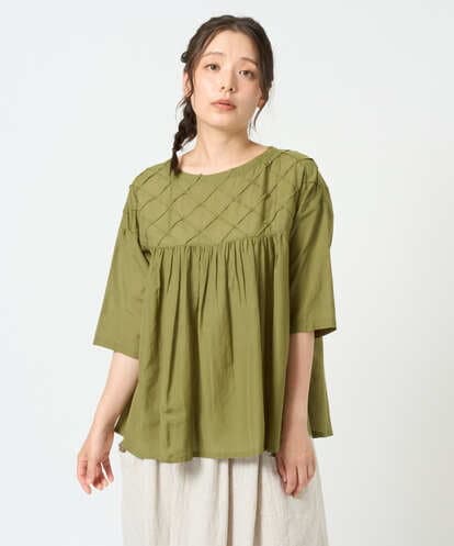 NGBHD68180 GIANNI LO GIUDICE [洗える]コットンレーヨンボイルプルオーバーブラウス